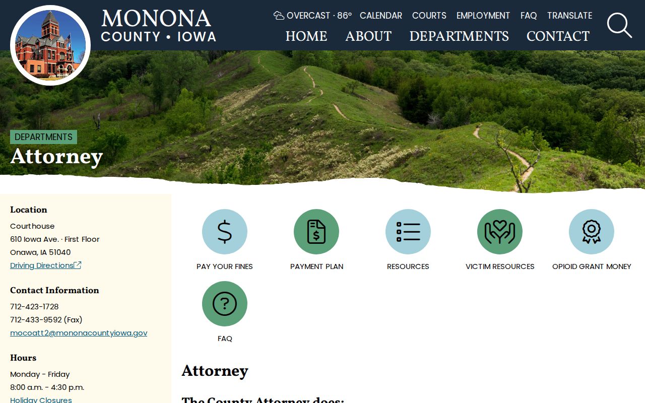 Monona County warrant search county attorney role