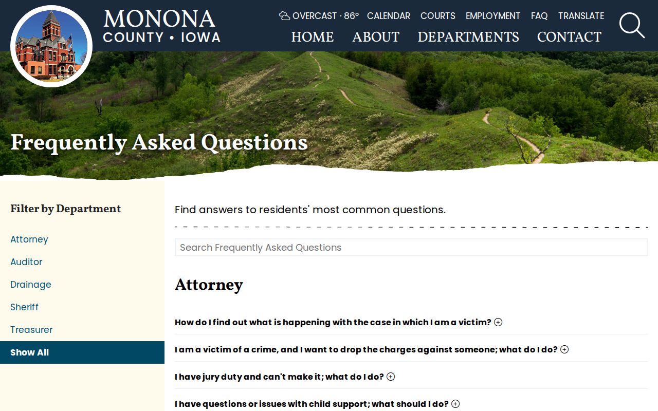 Monona County warrant search fine payment FAQ