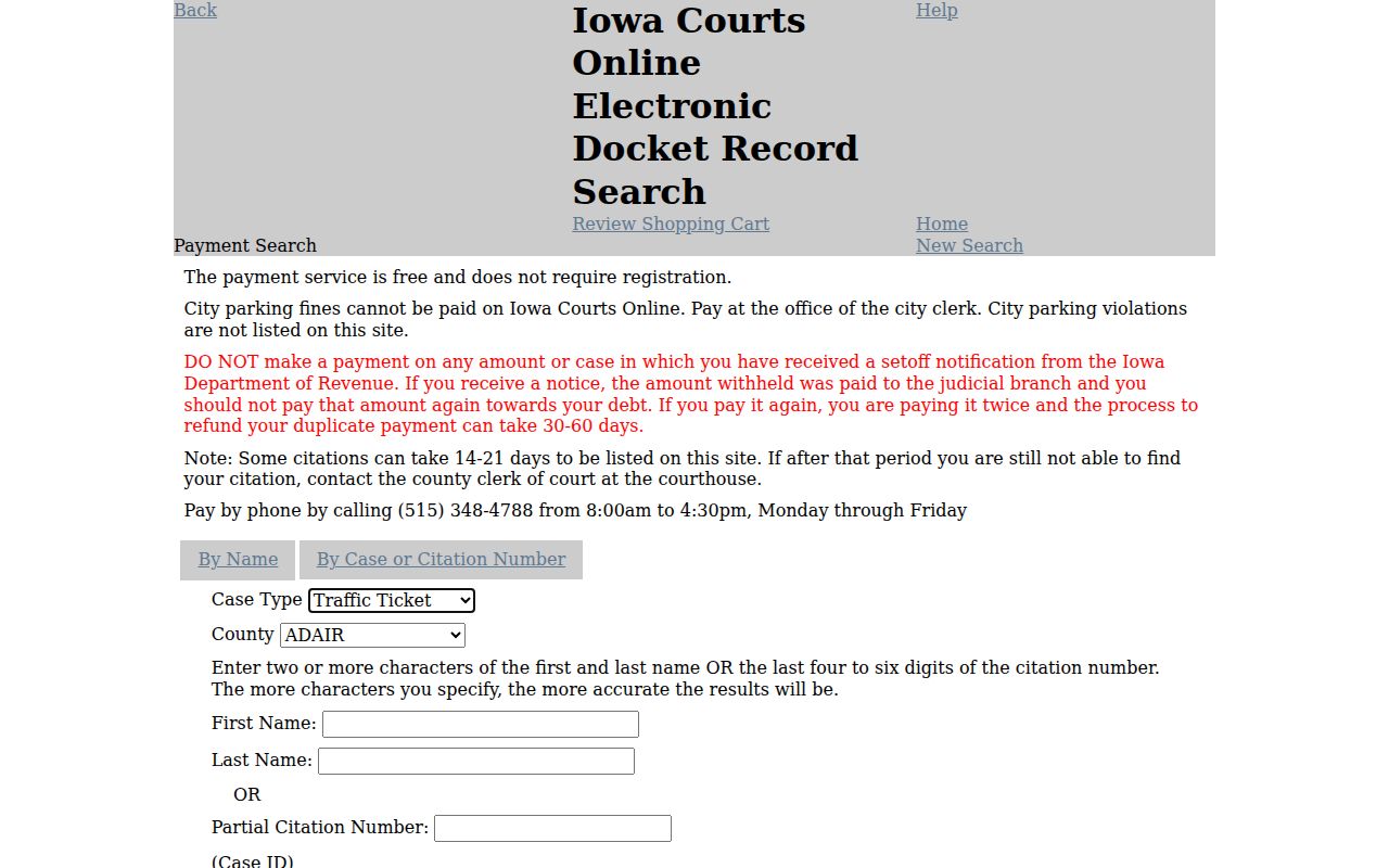 Monona County active warrant payment search limits