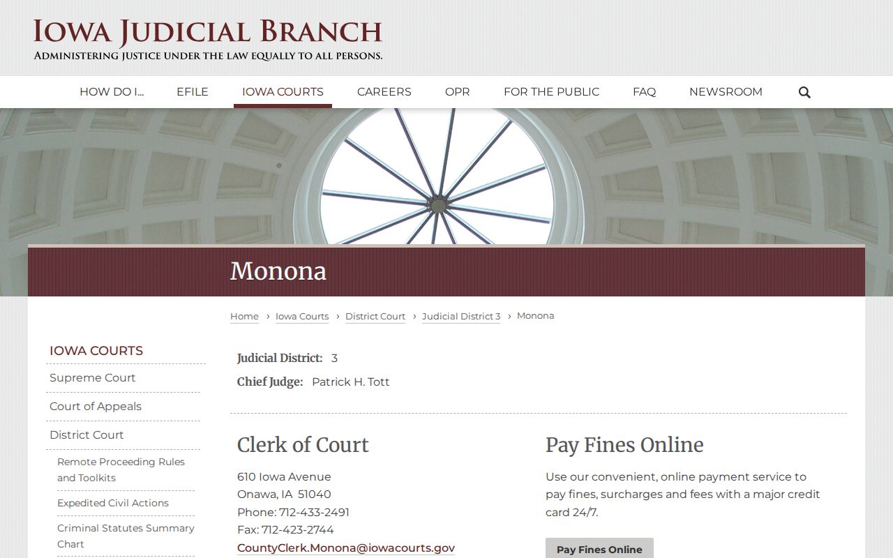 Monona County active warrants court directory