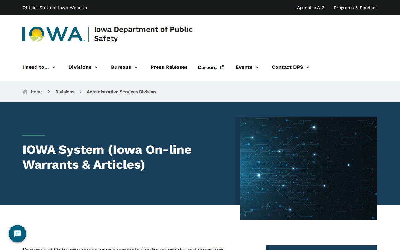 IOWA System context for Monona County arrest warrants