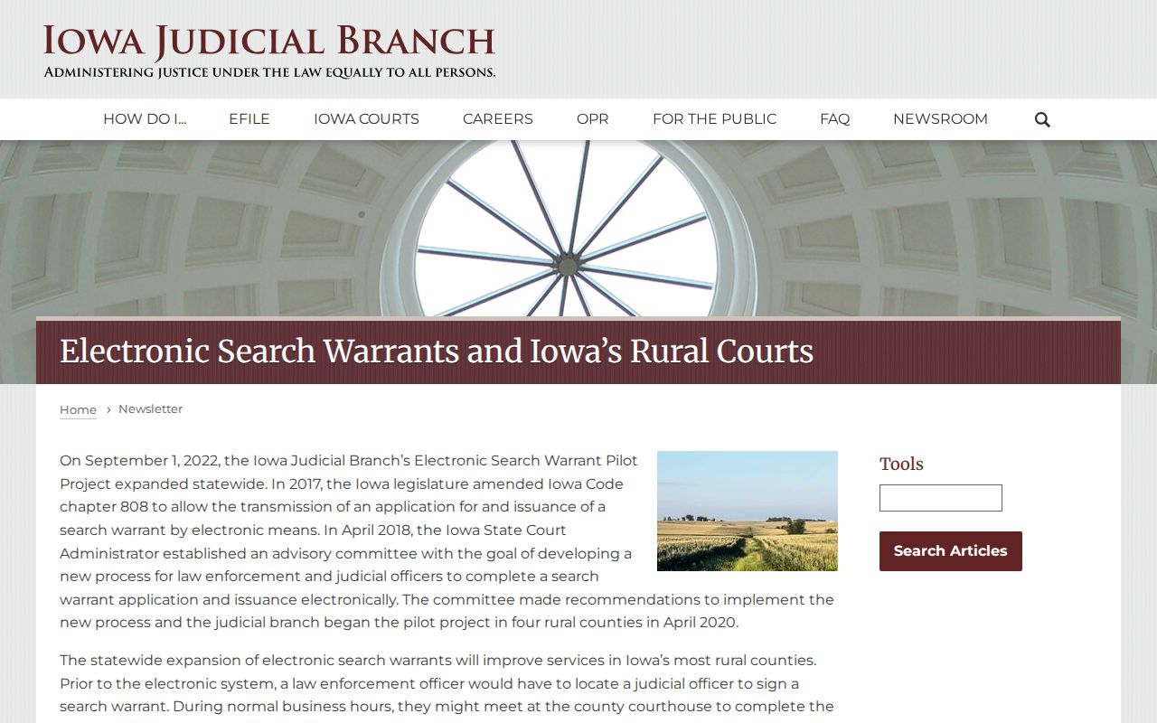 Electronic warrant process context for Monona County arrest warrants