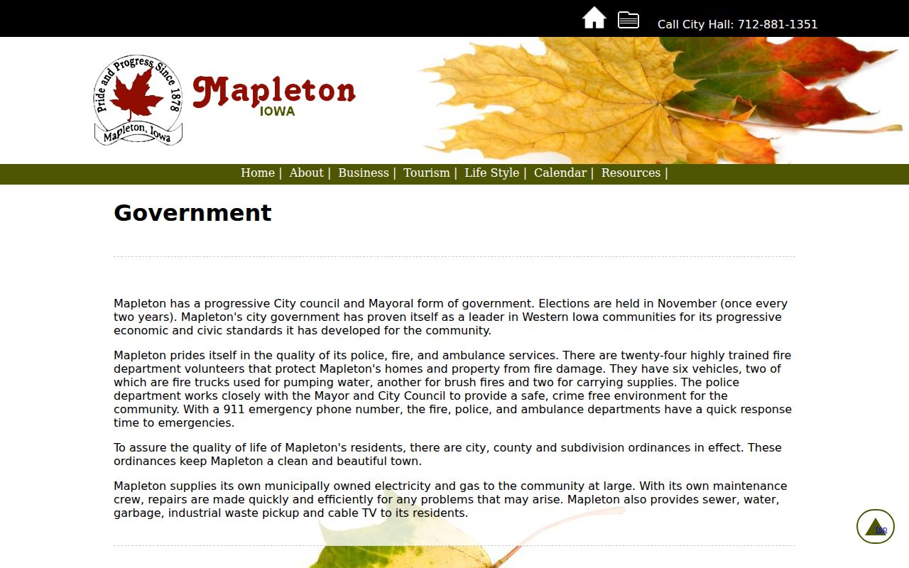 Mapleton government route for Monona County municipal warrant records