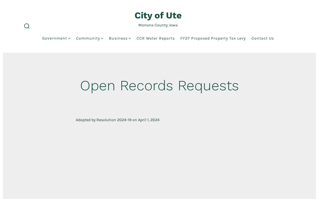 Ute municipal records process for Monona County warrant questions
