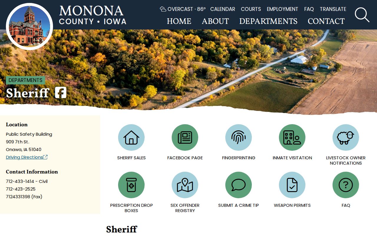 Monona County warrant records sheriff page